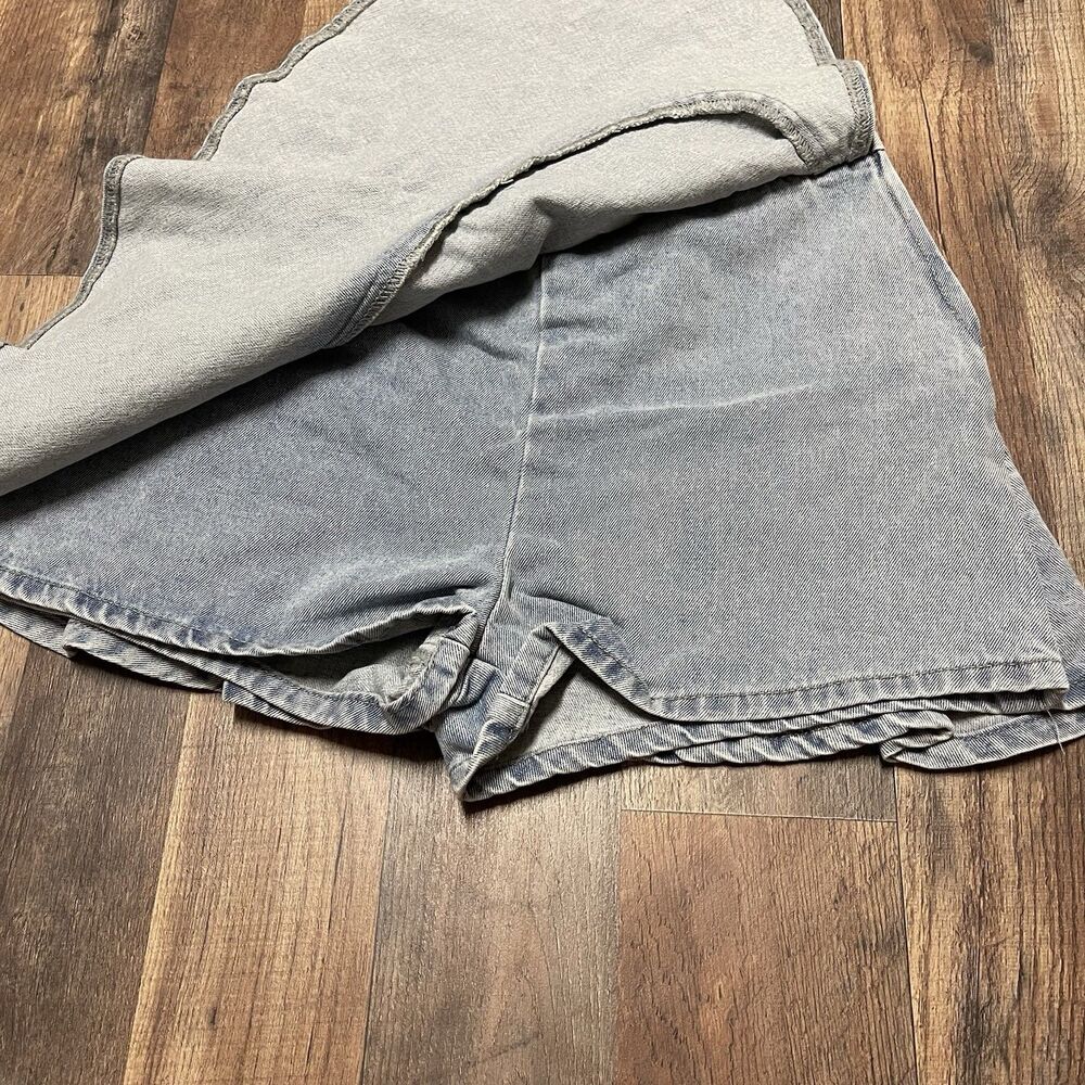 NWT DAY + MOON Denim Skort S Light Wash Ruffle Wrap Mini Skirt Asymmetrical - Picture 3 of 8
